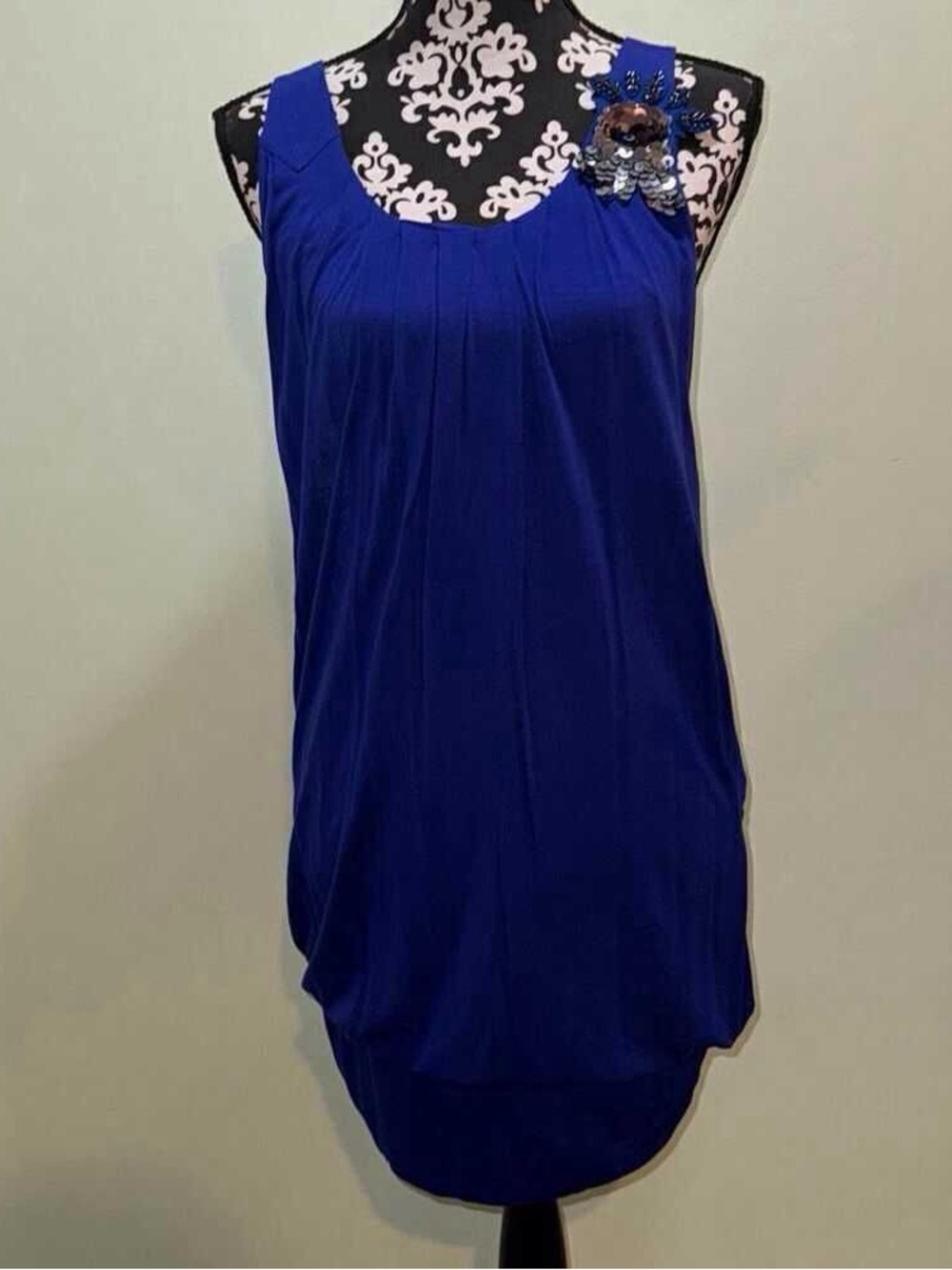 Sleeveless Royal Blue Embellished Women's Top